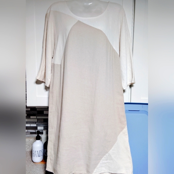 For Cynthia Dresses | For Cynthia Linen Blend Dress | Color: Brown/Cream | Size: Xs | Jawejp's Closet